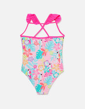 Girls Tropical Print Swimsuit, Multi (BRIGHTS-MULTI), large