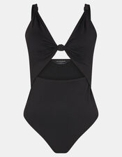 Knot Cut-Out Swimsuit, Black (BLACK), large