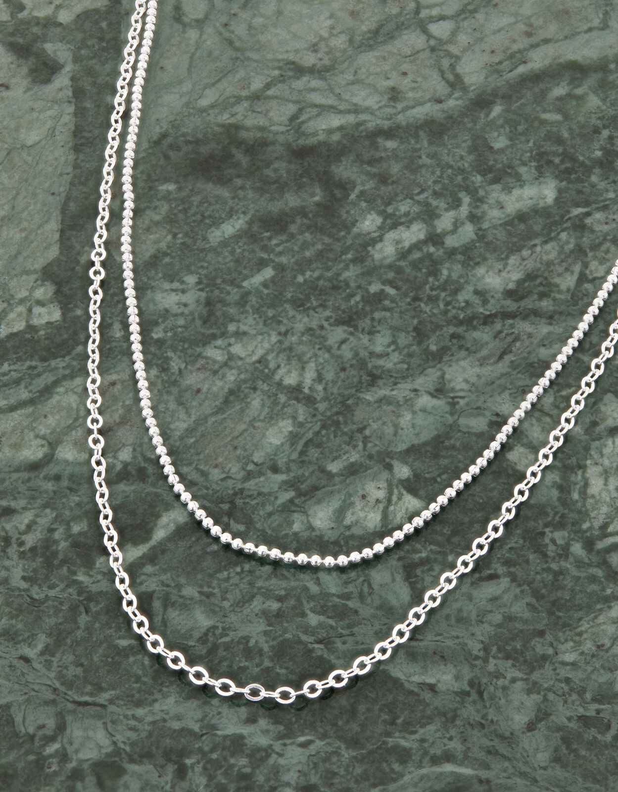Mens silver layered discount necklace