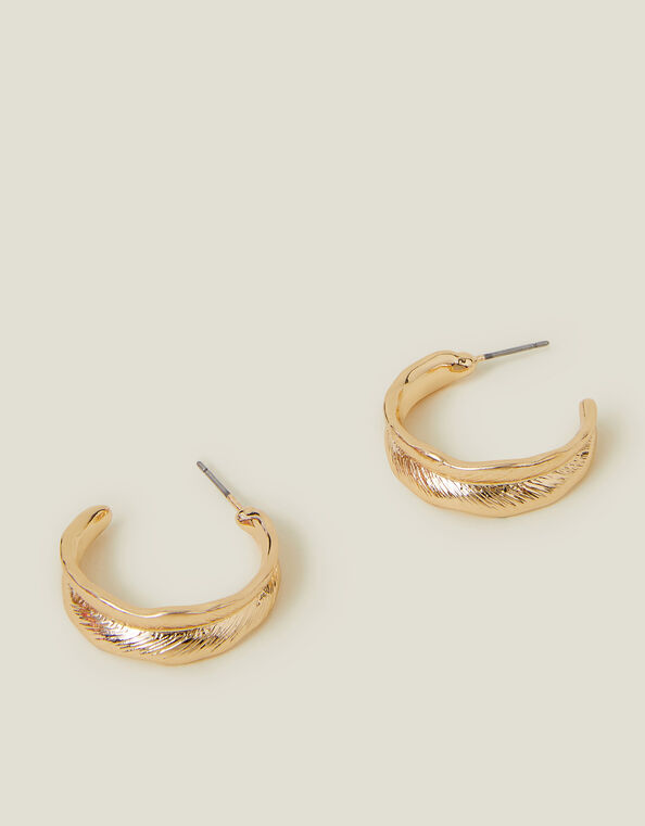 Leaf Etched Hoop Earrings, , large