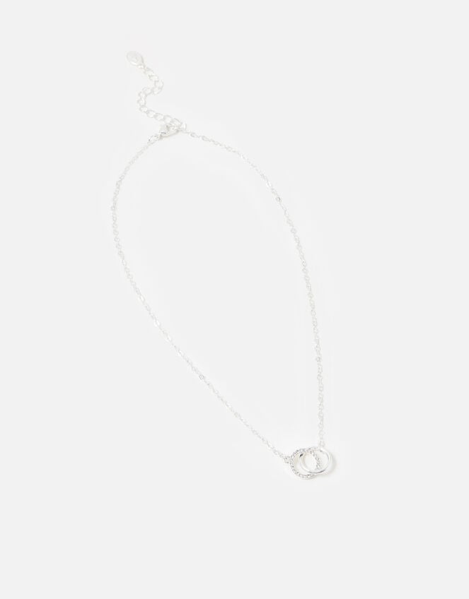 Linked Circle Pendant Necklace, Silver (SILVER), large