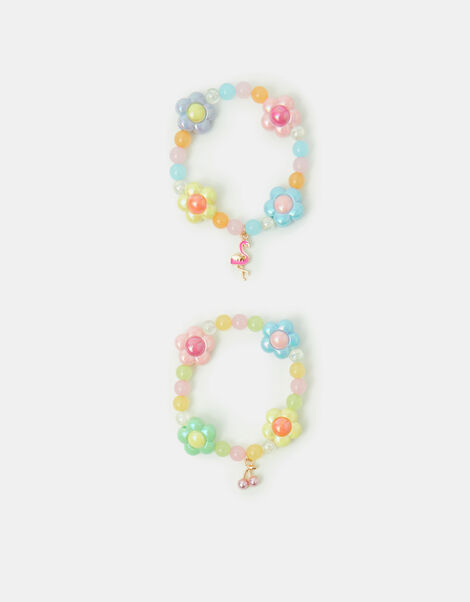 2-Pack Girls Flower Bead Bracelets, , large
