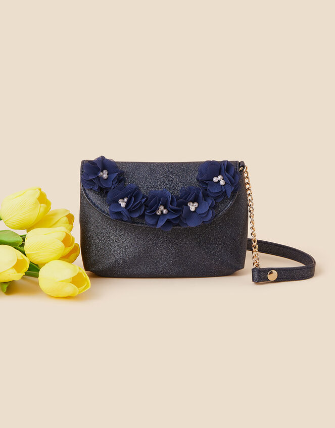 Kids Embellished Flower Cross-Body Bag, , large