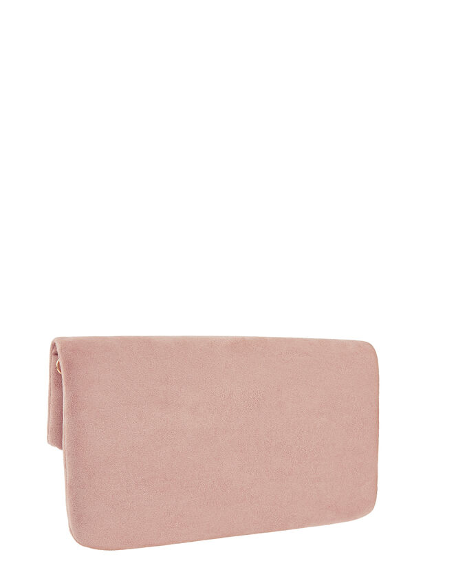 Soft Faux Suede Foldover Clutch, , large