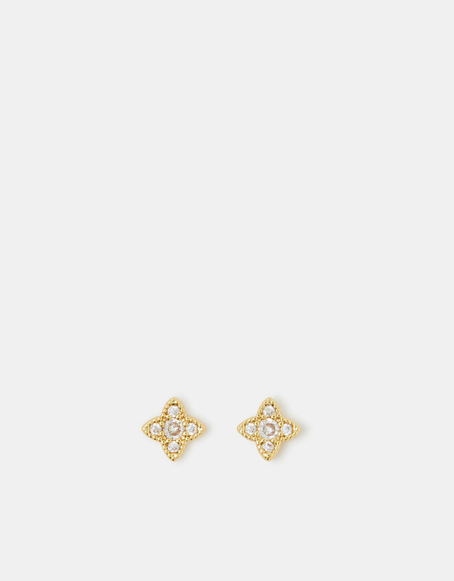 14ct Gold-Plated Clover Stud Earrings, , large