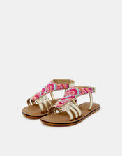 Girls Beaded Gladiator Sandals, Multi (BRIGHTS MULTI), large