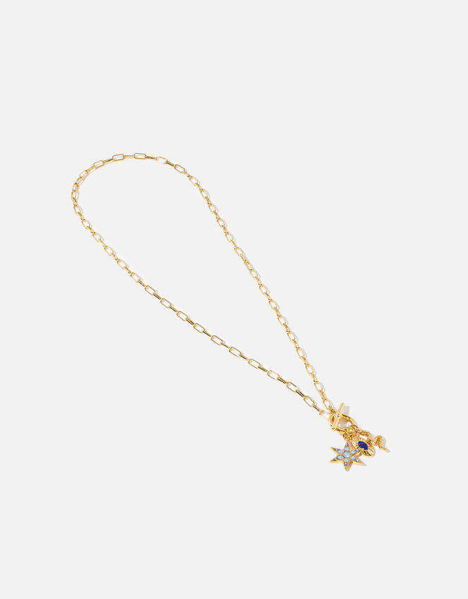 Gold-Plated Talisman T-Bar Necklace , , large