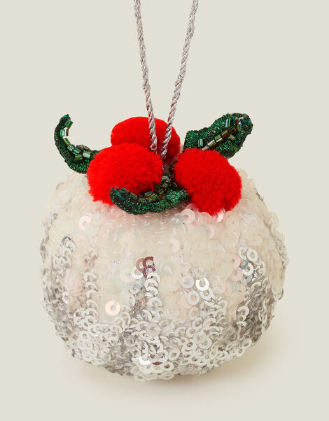 Embellished Christmas Pudding Hanging Decoration, , large
