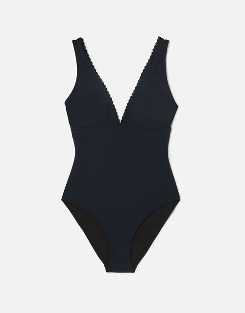 Lexi Scallop Trim Shaping Swimsuit, Black (BLACK), large