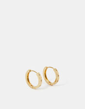 14ct Gold-Plated Chunky Star Etched Hoop Earrings, , large