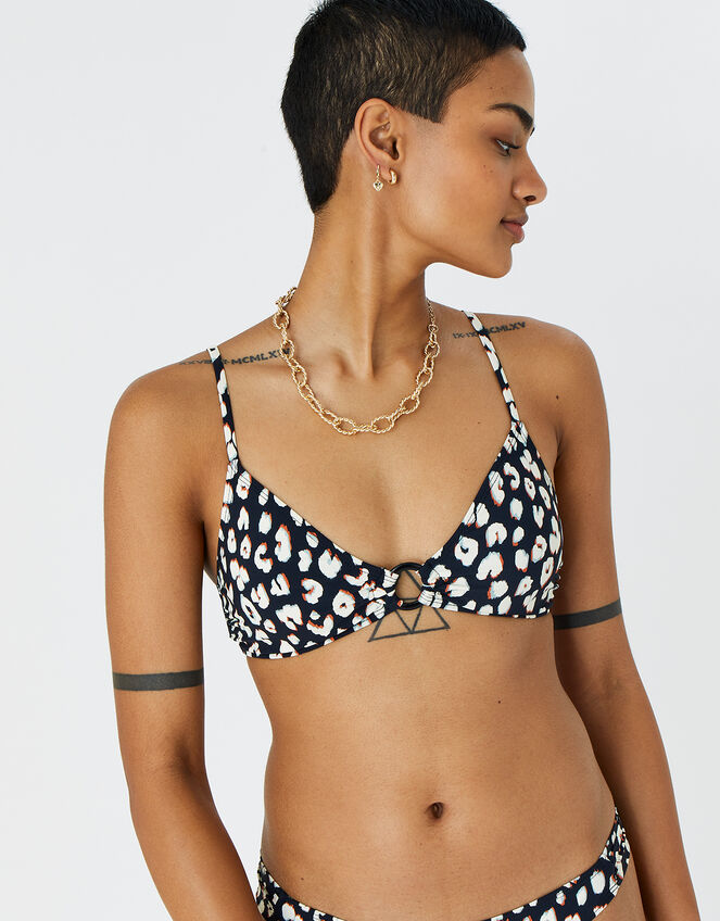 Animal Ring Bikini Crop Top, Black (BLACK WHITE), large