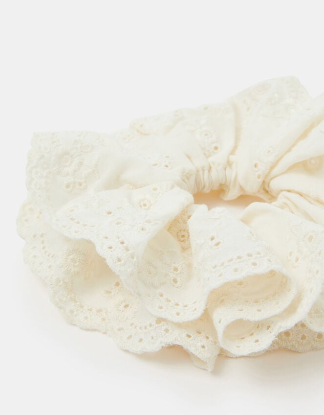 Oversized Broderie Hair Scrunchie, , large
