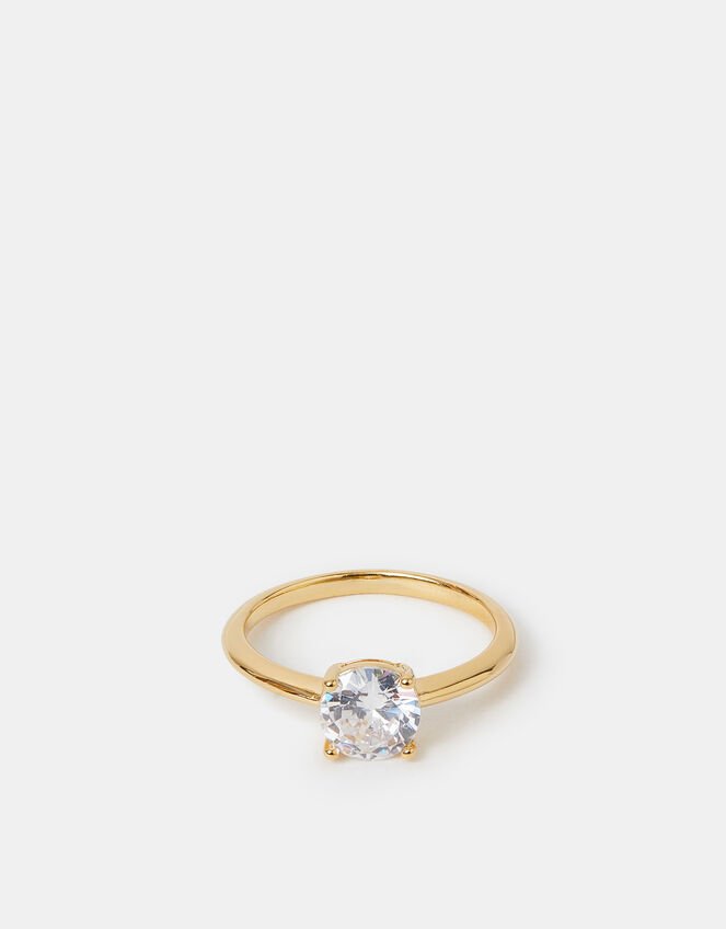 14ct Gold-Plated Solitaire Ring , Gold (GOLD), large