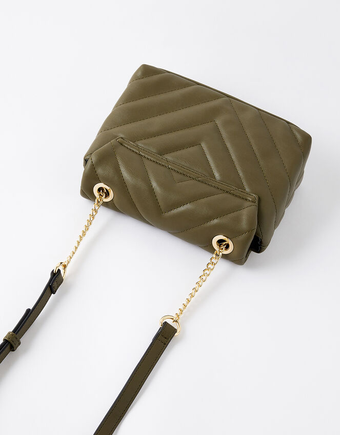 Mia Quilted Cross-Body Bag, Green (KHAKI), large