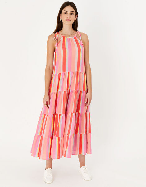 Bright Stripe Tiered Maxi Dress Multi, Multi (BRIGHTS-MULTI), large