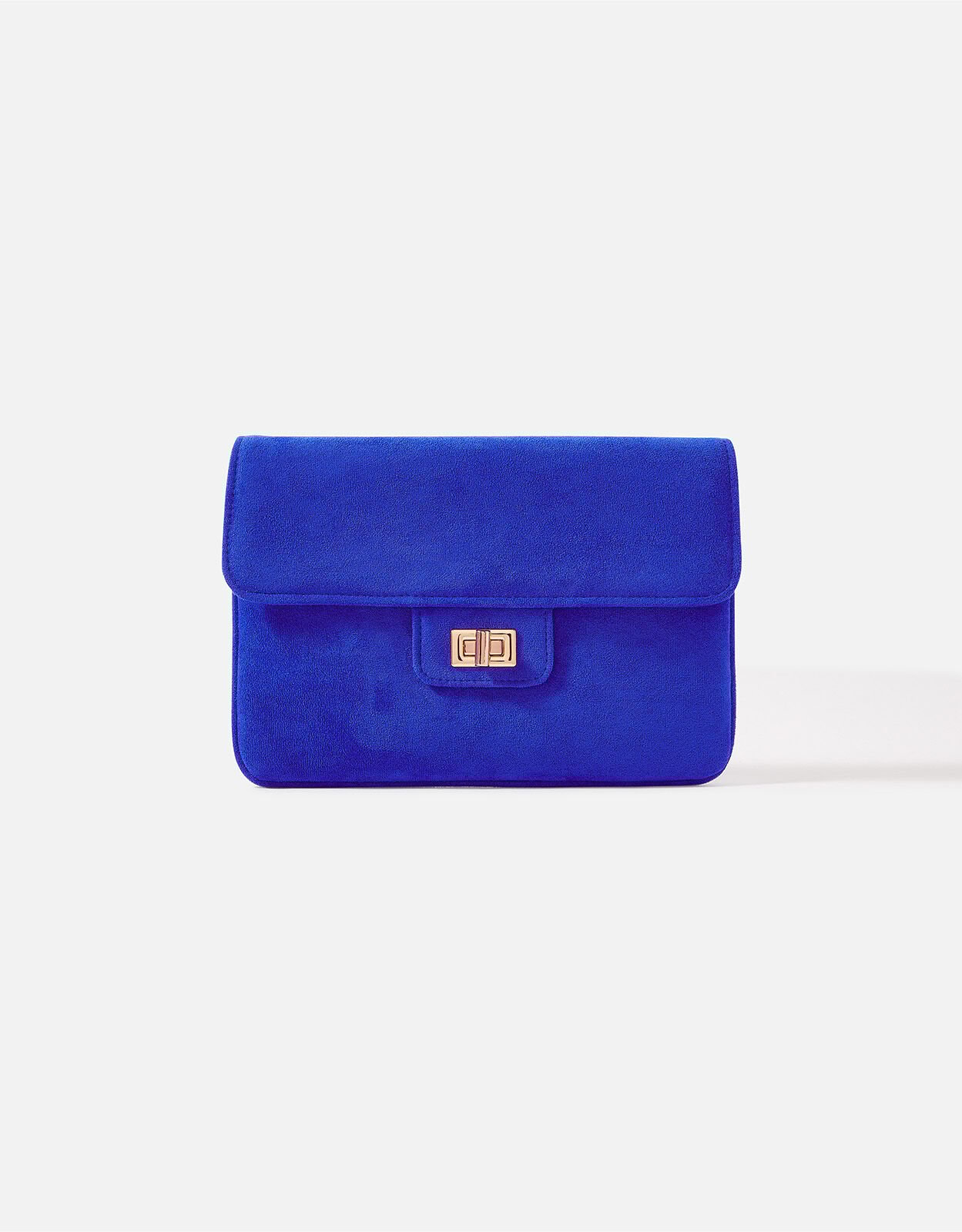 Suedette Flat Fold Clutch Bag Blue