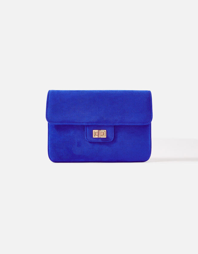 Suedette Flat Fold Clutch Bag, Blue (COBALT), large
