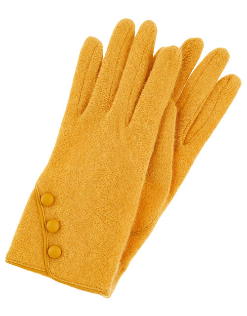 Button Gloves in Wool Blend Yellow Gloves Accessorize UK