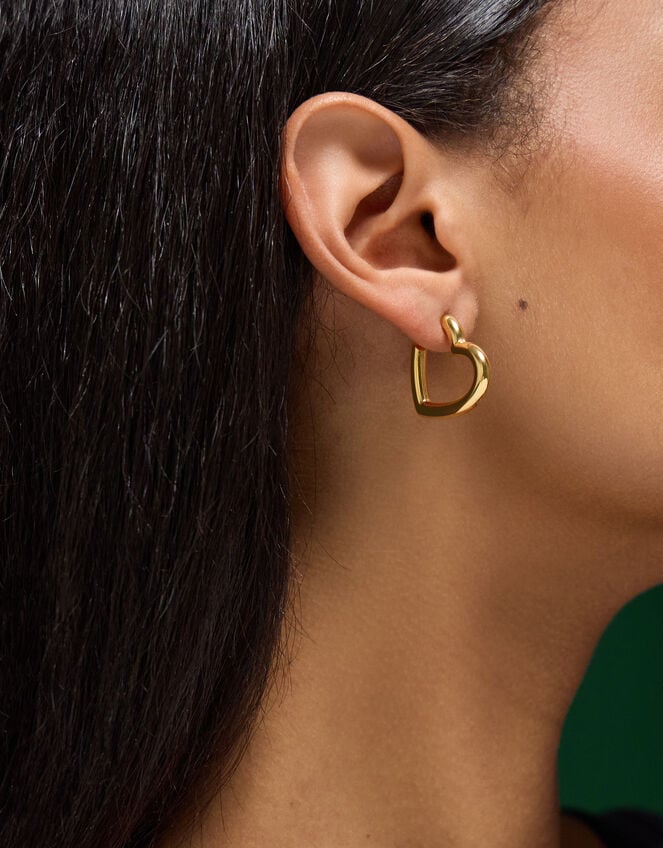 Stainless Steel Heart Hoop Earrings, , large