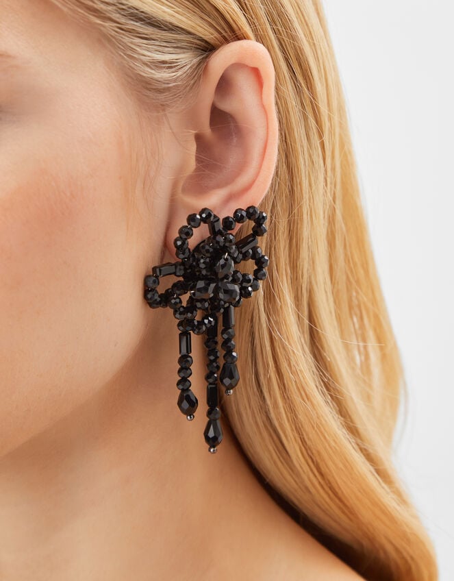 Beaded Flower Statement Stud Earrings, , large