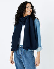 Glitter Pleat Scarf, Blue (NAVY), large