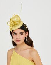 Loops and Quill Pill Box Fascinator Headband, Yellow (YELLOW), large