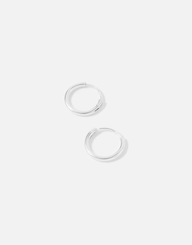 Sterling Silver Simple Huggie Hoops , , large