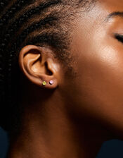 3-Pack Sterling Silver Diamanté Stud Earrings, , large