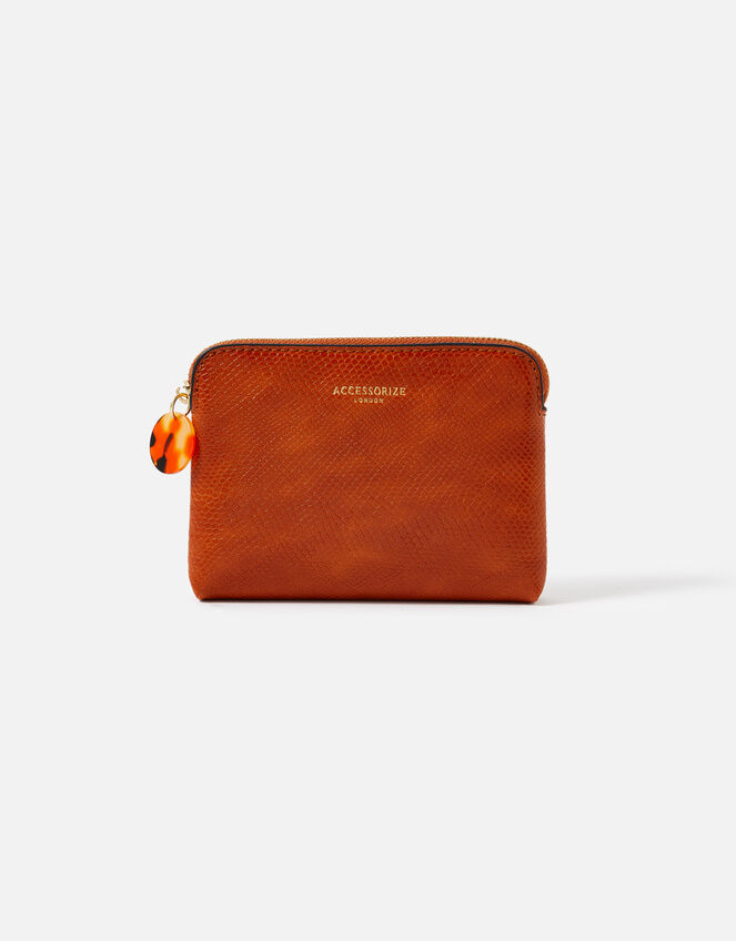 Resin and Reptile Coin Purse, Tan (TAN), large