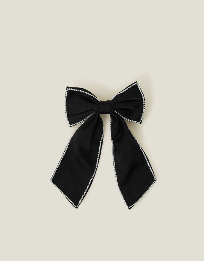 Diamante Bow Barrette Hair Clip, , large