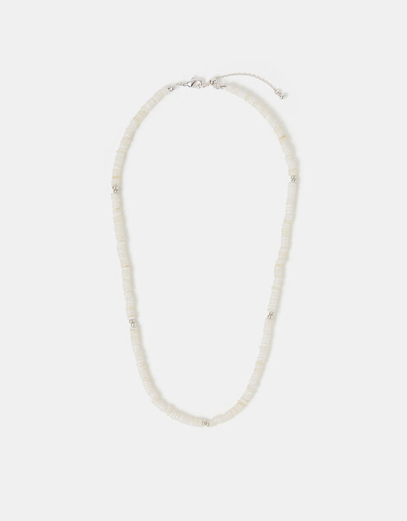 Sterling Silver-Plated Shell Beaded Necklace, , large