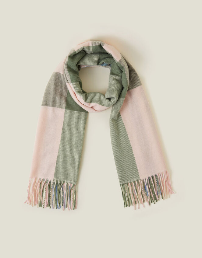 Woven Check Blanket Scarf, , large