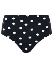 Polka Dot High Waist Bikini Briefs, Black (BLACK), large