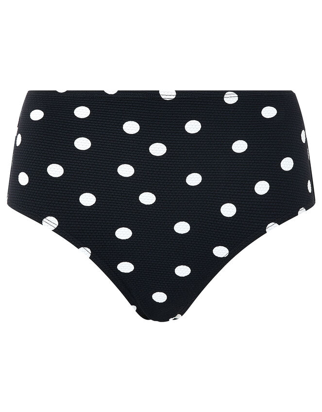 Polka Dot High Waist Bikini Briefs, Black (BLACK), large