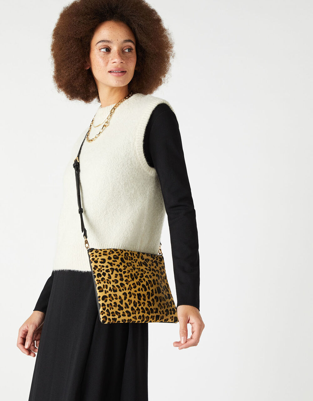Carmela Leopard Clutch Bag Leather Bags Accessorize Uk 