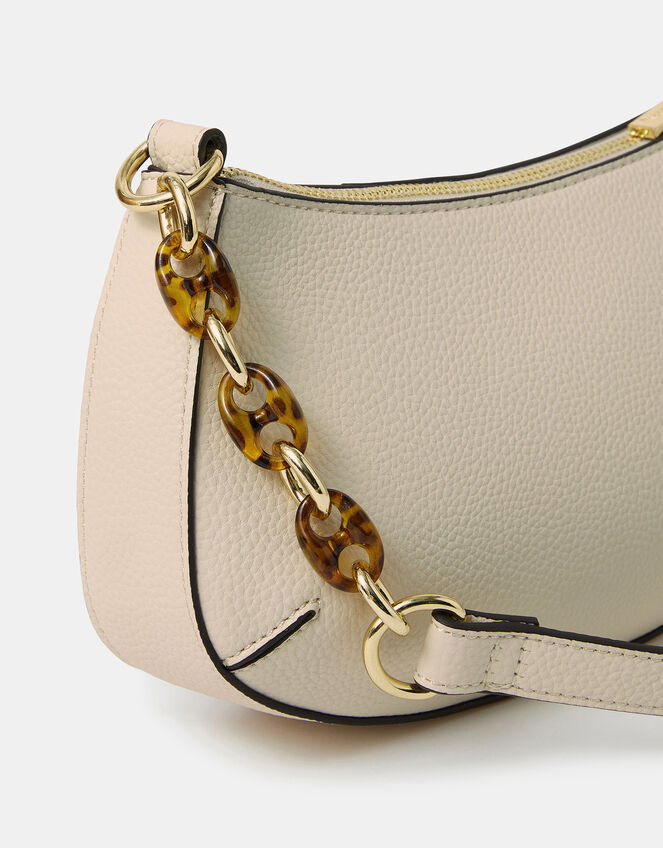 Resin Chain Strap Shoulder Bag, Cream (CREAM), large
