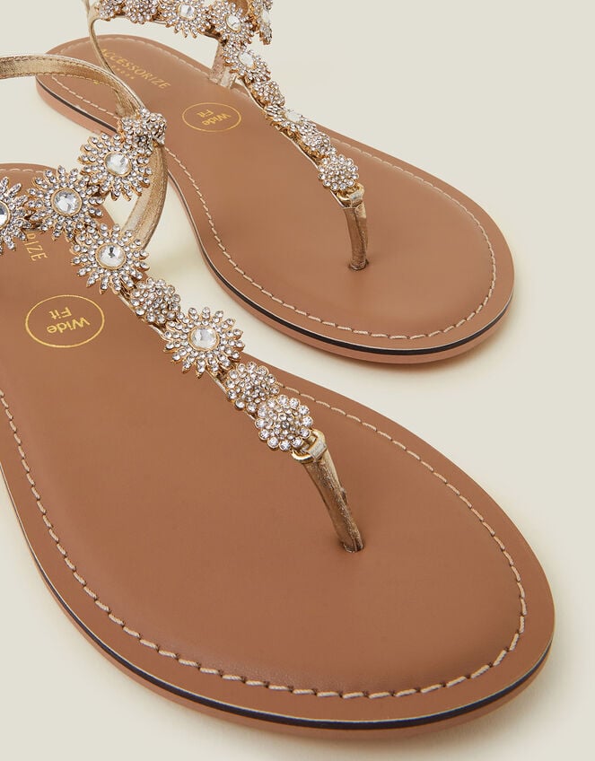 Wide Fit Rome Sparkle Sandals, Gold (GOLD), large