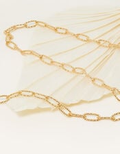 14ct Gold-Plated Diamond Cut Stamp Chain Necklace, , large