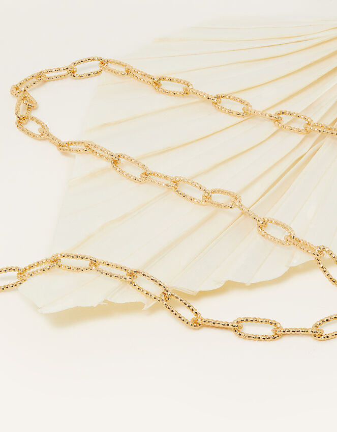 14ct Gold-Plated Diamond Cut Stamp Chain Necklace, , large