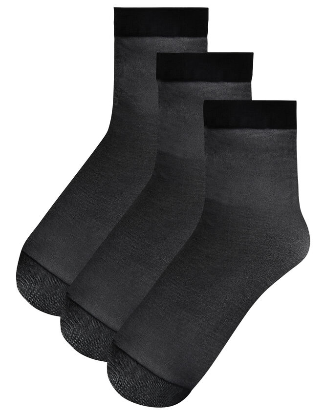 Footsie Socks Set of Three, Black (BLACK), large