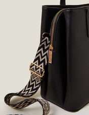 Webbing Strap Tote Bag, Black (BLACK), large