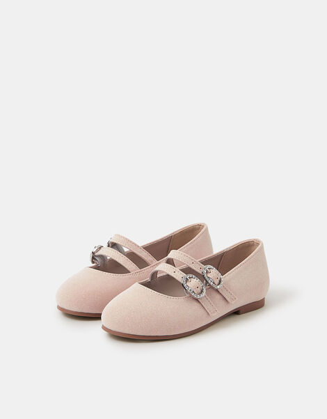 Girls Sparkle Double Strap Ballet Flats, Gold (GOLD), large