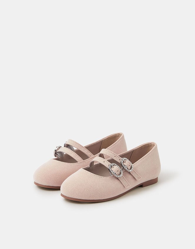 Girls Sparkle Double Strap Ballet Flats, Gold (GOLD), large