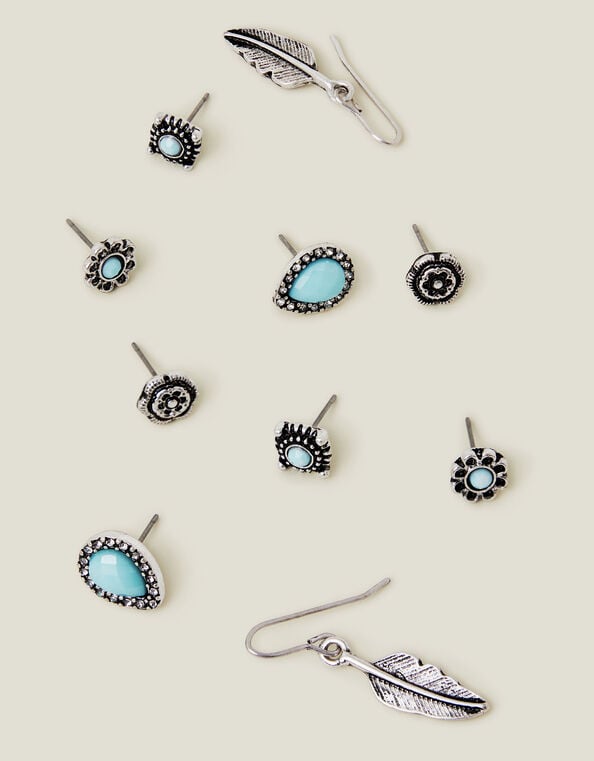 5-Pack Feather Stud Earrings, , large