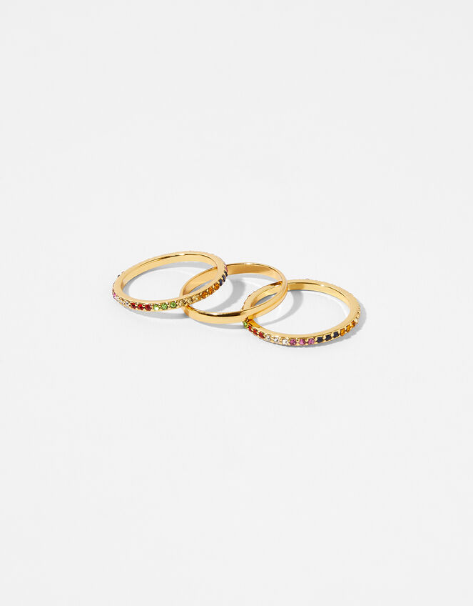 Gold-Plated Rainbow Ring Set, Gold (GOLD), large