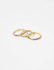 Gold-Plated Rainbow Ring Set, Gold (GOLD), large