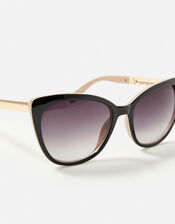 Contrast Arm Cateye Sunglasses, , large