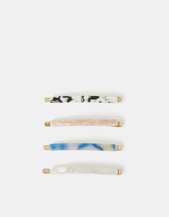 4-Pack Marbled Resin Hair Slides, , large