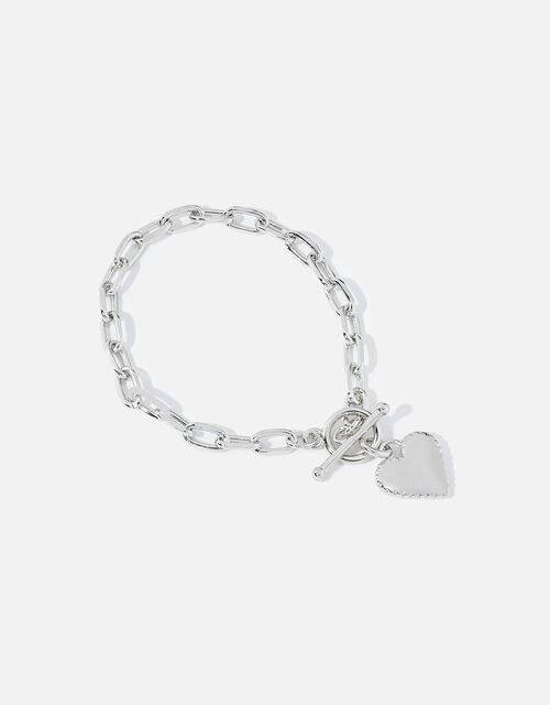 Platinum-Plated Heart Chunky Bracelet, , large