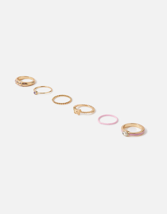 Butterfly Enamel Ring 6 Pack, Multi (PASTEL-MULTI), large